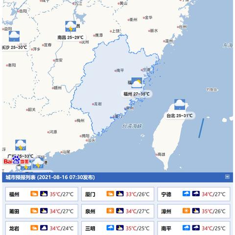 福建未来一周天气预报，多云与阵雨交替，出行需备雨具